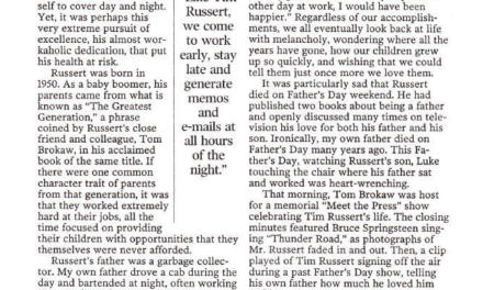 Russert’s Early Death is a Warning to Boomers
