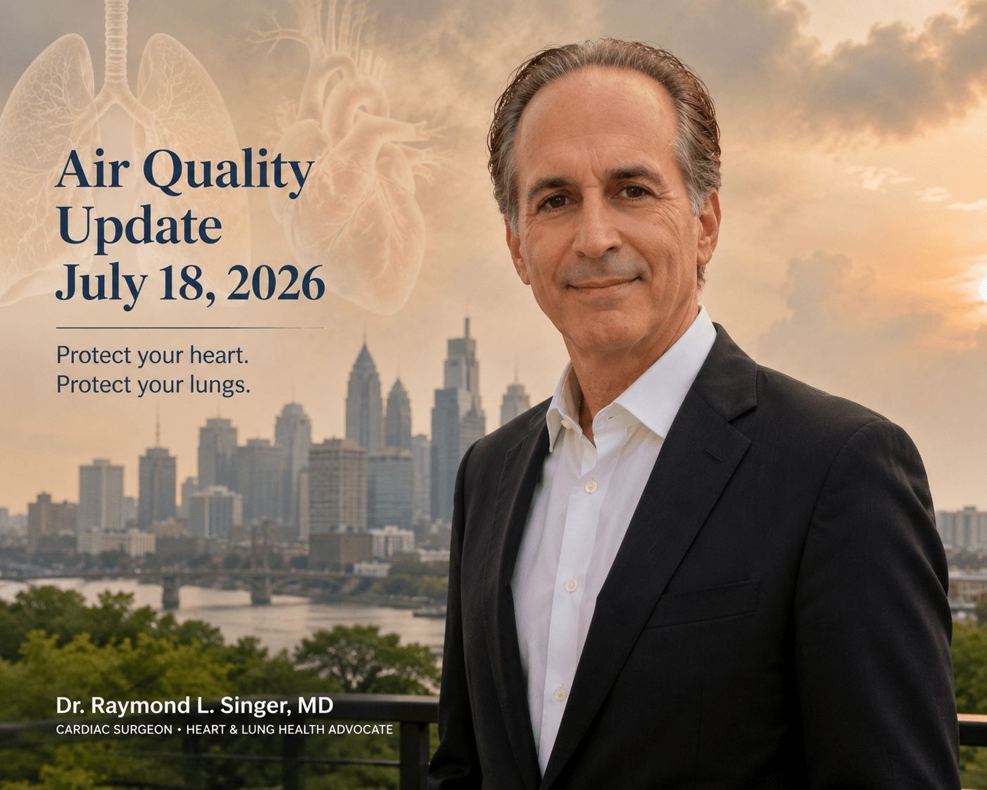 Dr. Raymond Singer discussing Pennsylvania air quality and the health effects of Canadian wildfire smoke during a Code Orange air quality alert.